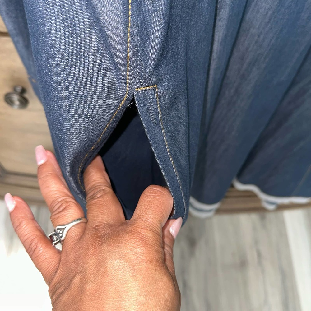 Uncle Frank Women's Long Sleeve A-Line Chambray Dress Small - Picture 6 of 6